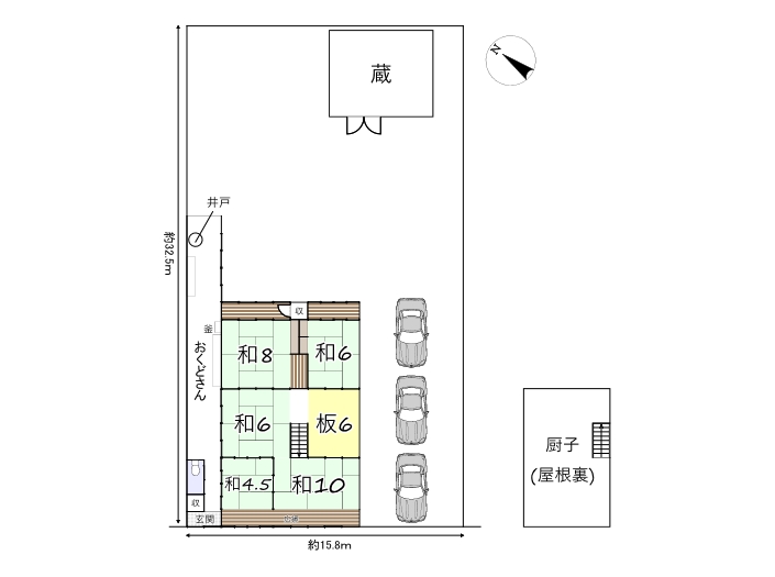 彦根市城町一丁目 古民家平面図