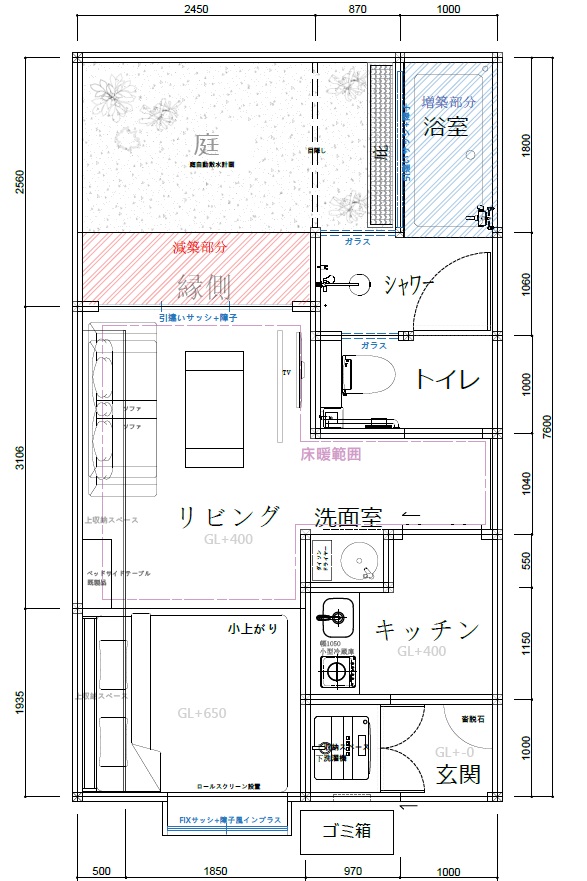 南区東九条東御霊町　長屋A棟平面図